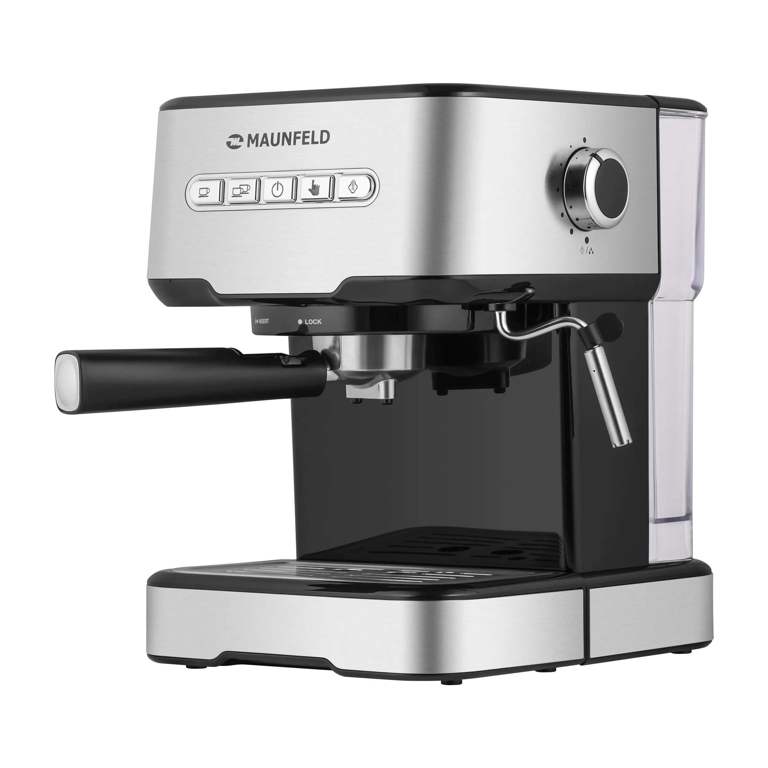 Кофемашина рожкового типа MAUNFELD MF-724S Нержавеющая сталь Кофемашина рожкового типа MAUNFELD MF-724S Нержавеющая сталь