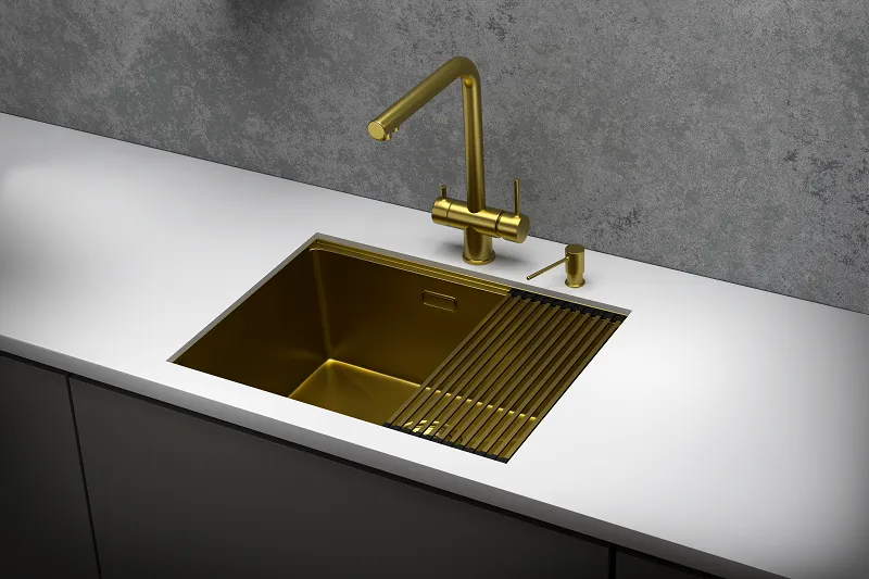 KS-6045U, ЗОЛОТО САТИН, стальная кухонная мойка KITCHEN SPACE KS-6045U, ЗОЛОТО САТИН, стальная кухонная мойка KITCHEN SPACE