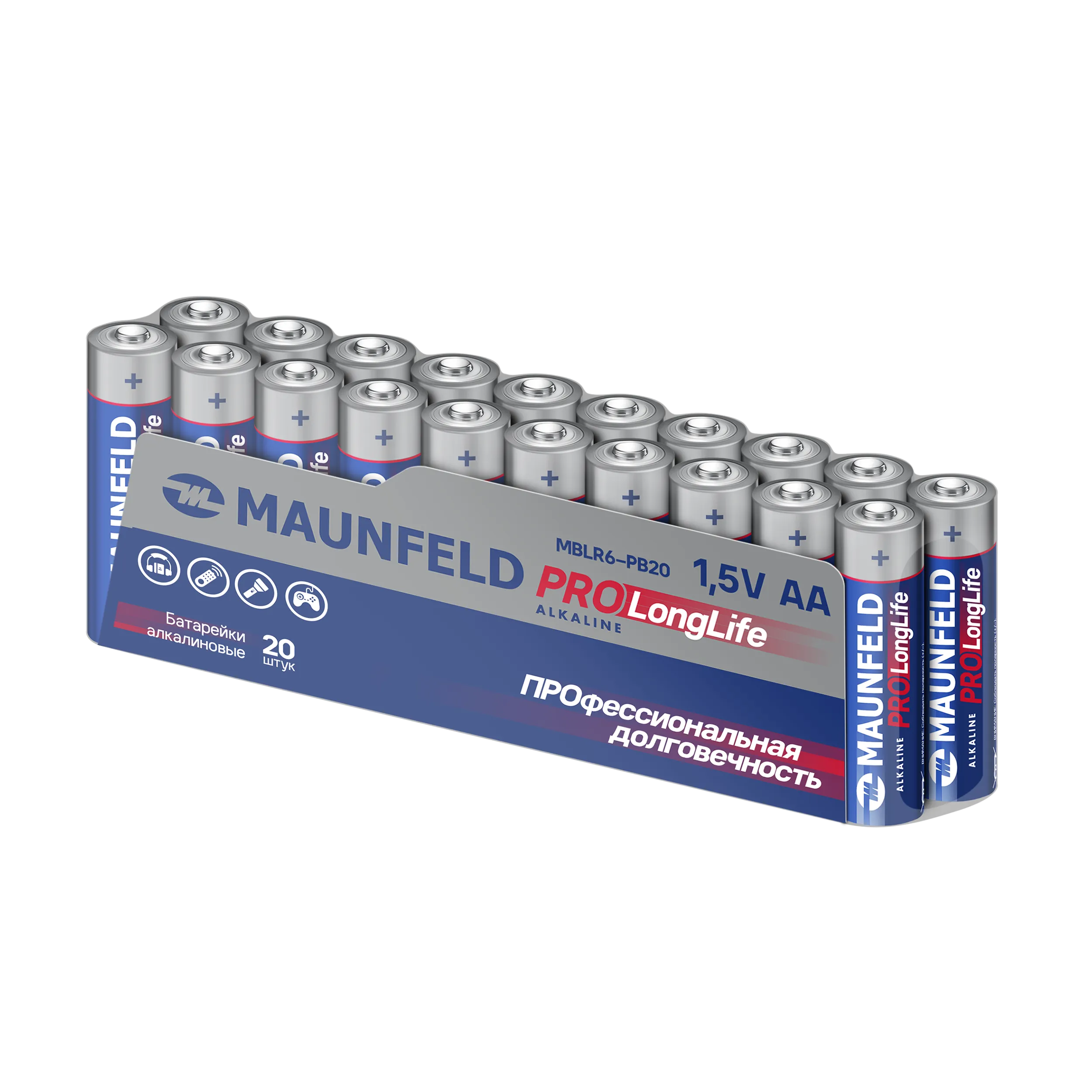 Батарейки MAUNFELD PRO Long Life Alkaline AA (LR6) MBLR6-PB20, спайка 20 шт. Батарейки MAUNFELD PRO Long Life Alkaline AA (LR6) MBLR6-PB20, спайка 20 шт.