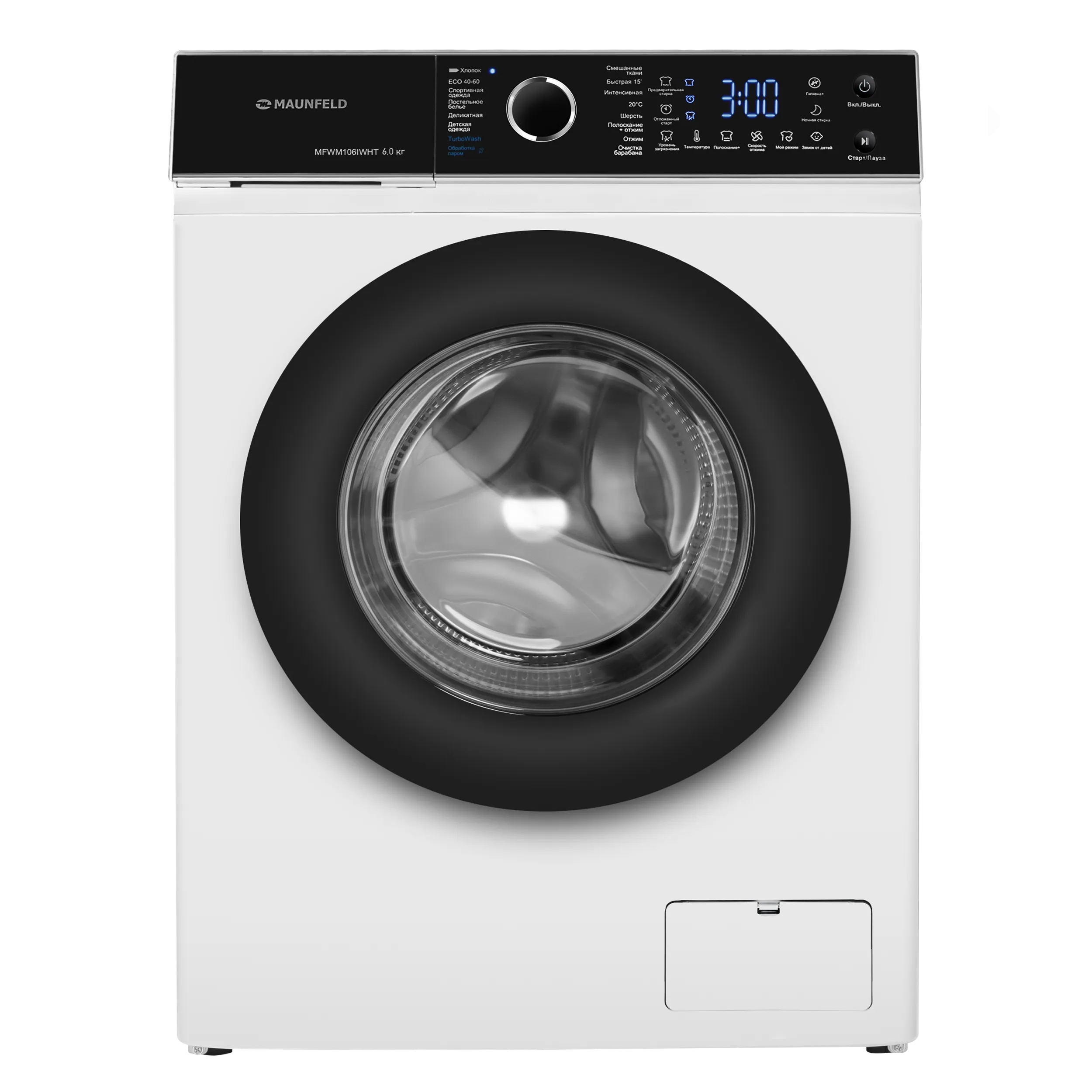 Стиральная машина c инвертором и паром MAUNFELD MFWM106IWHT Белый