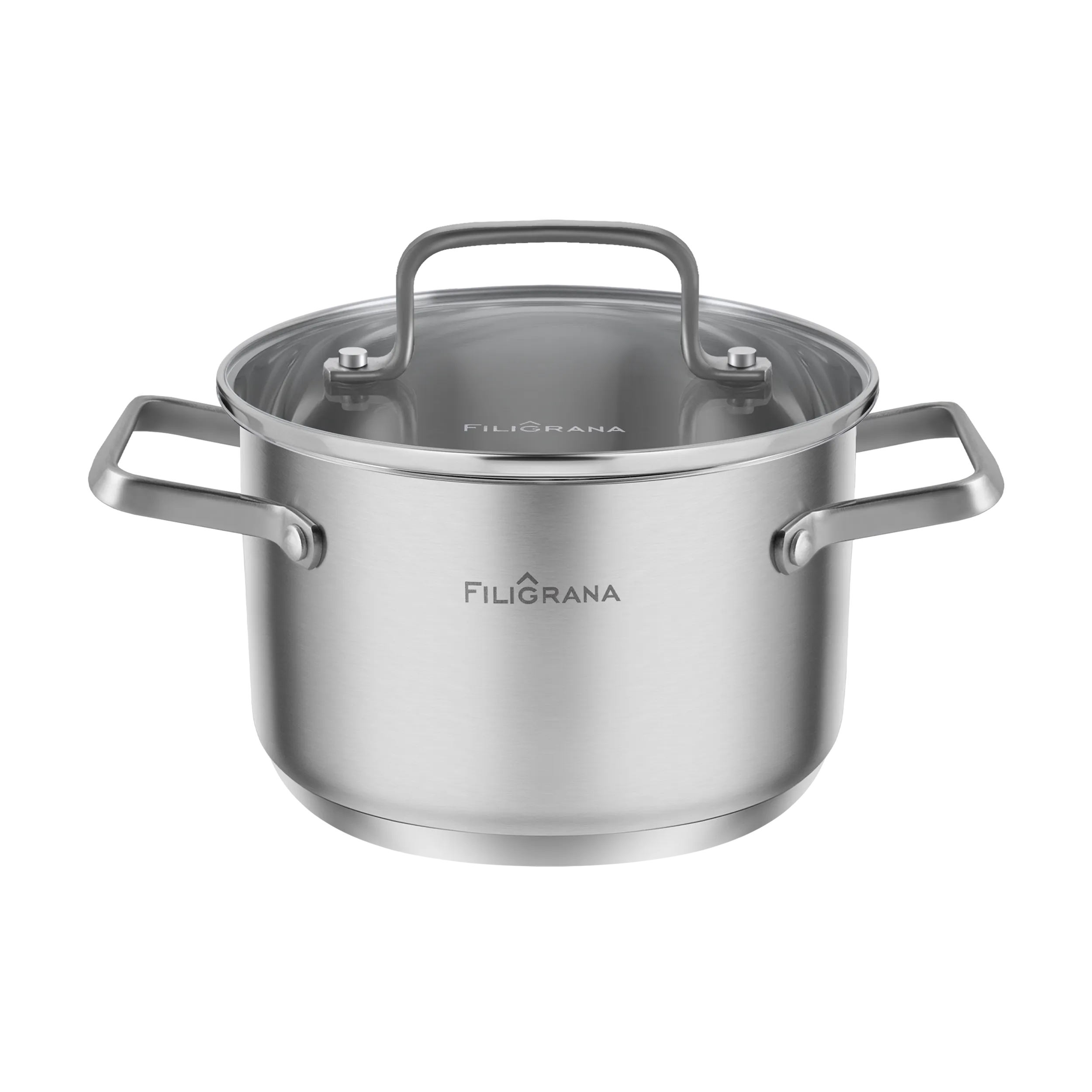 Кастрюля FILIGRANA MOLLY FG20MLL01CR из нержавеющей стали со стеклянной крышкой, 16 см, 1,9 л. Нержавеющая сталь