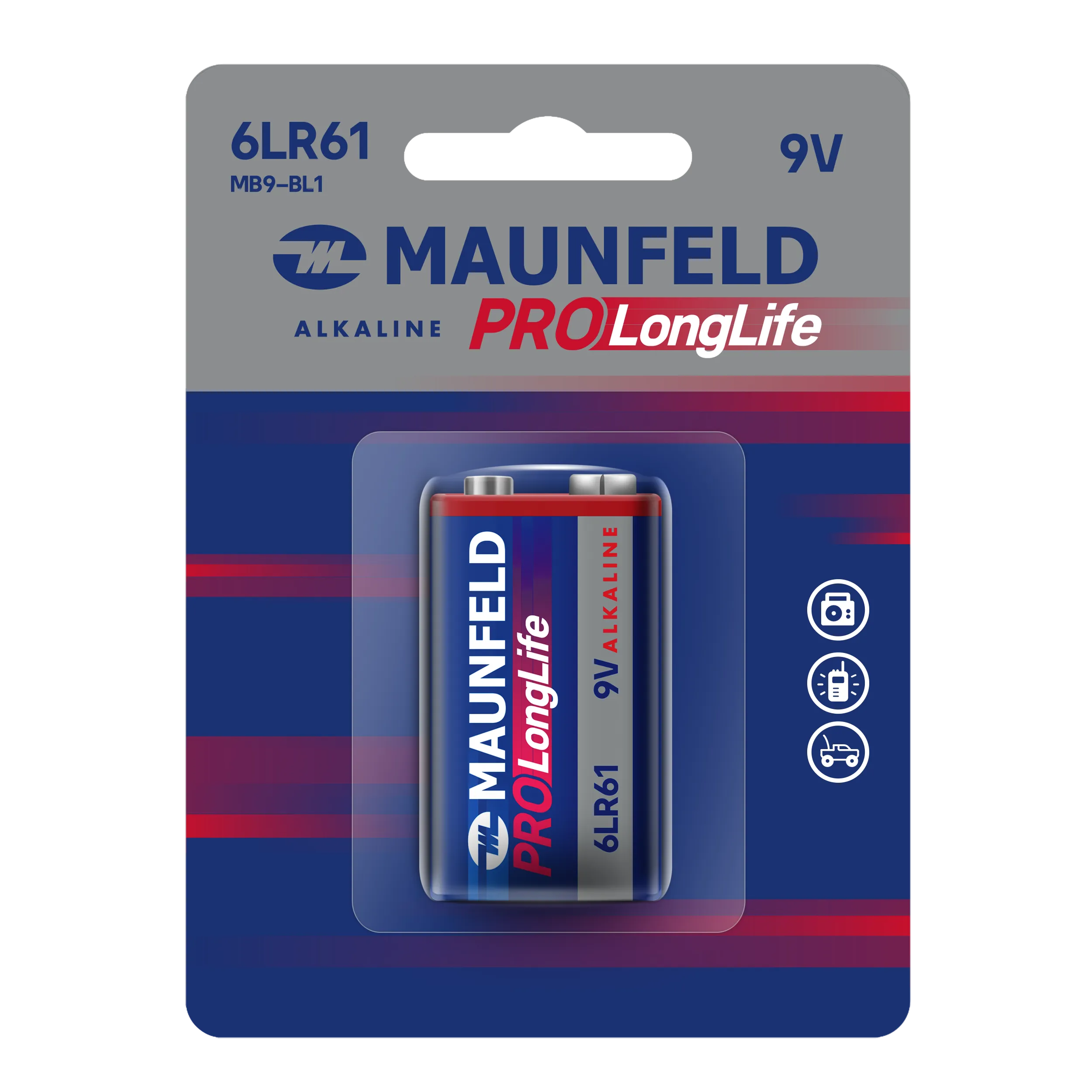 Батарейки MAUNFELD PRO Long Life Alkaline 9V(6LR61) MB9-BL1, блистер 1 шт. Батарейки MAUNFELD PRO Long Life Alkaline 9V(6LR61) MB9-BL1, блистер 1 шт.