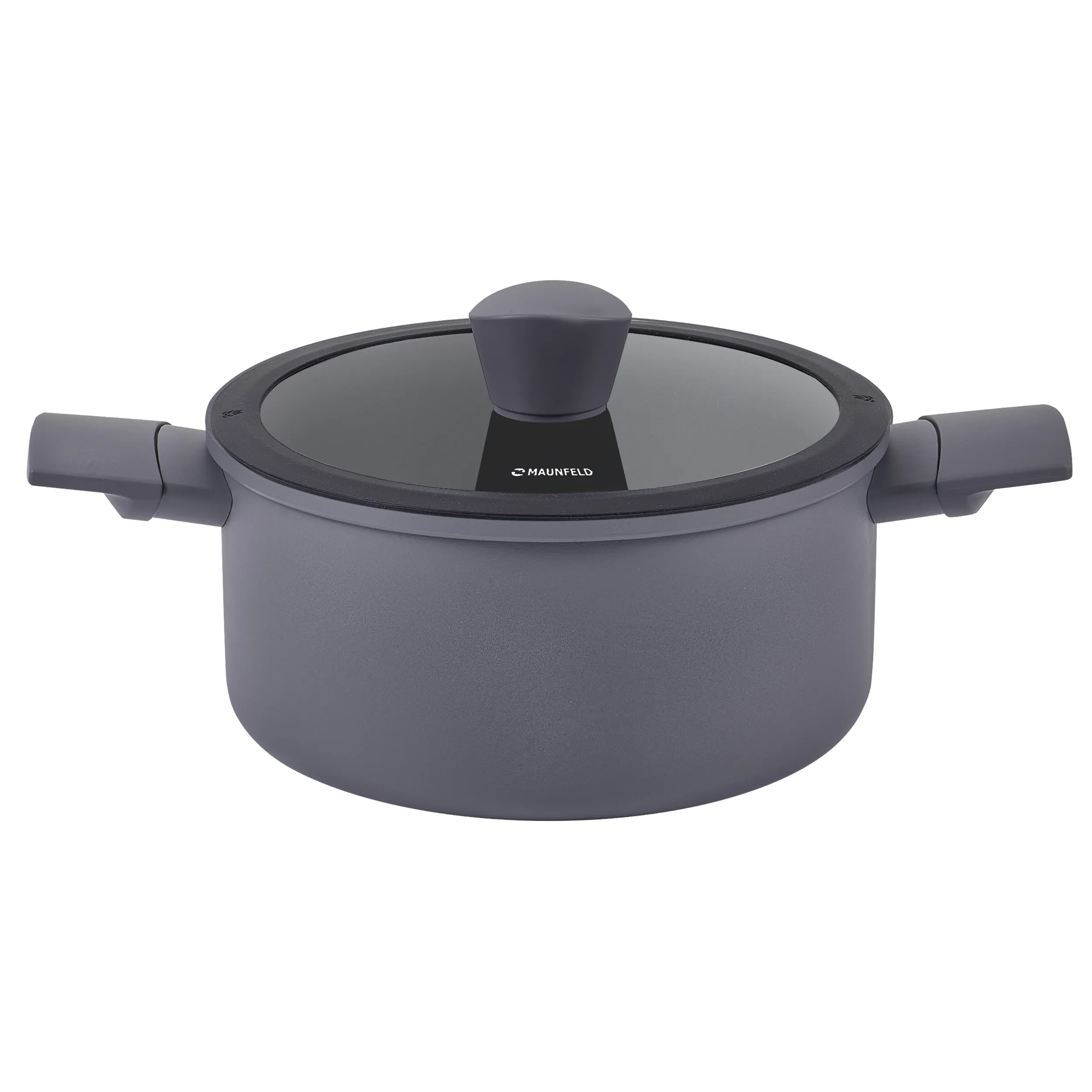 Кастрюля MAUNFELD ASTRID MF24ASTR1CR из кованого алюминия со стеклянной крышкой, 24см, 4.6 л Серый