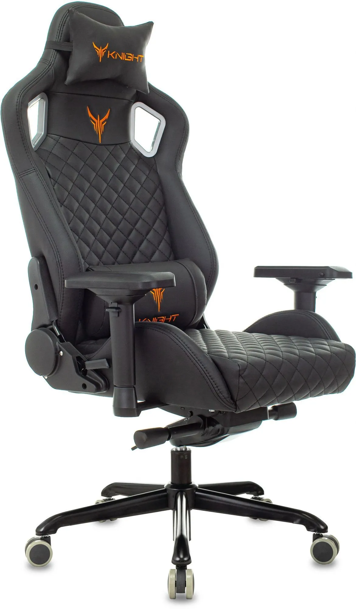 Кресло игровое Knight TITAN черный ромбик экокожа с подголов. крестов. металл