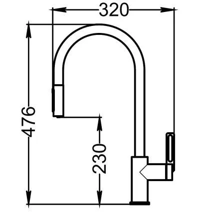 GR-8168, ГРАФИТ, СМЕСИТЕЛЬ КУХОННЫЙ С ВЫДВИЖНЫМ ИЗЛИВОМ