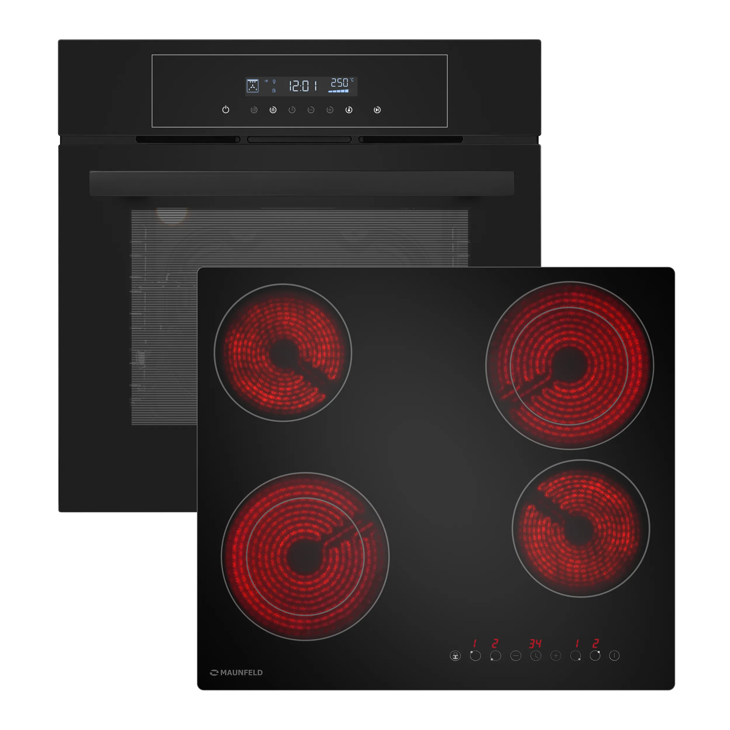 Комплект MAUNFELD Bergen (Духовой шкаф AEOD6063B - 1шт., Варочная панель AVCE594D2BK - 1шт.) Черный Комплект MAUNFELD Bergen (Духовой шкаф AEOD6063B - 1шт., Варочная панель AVCE594D2BK - 1шт.) Черный