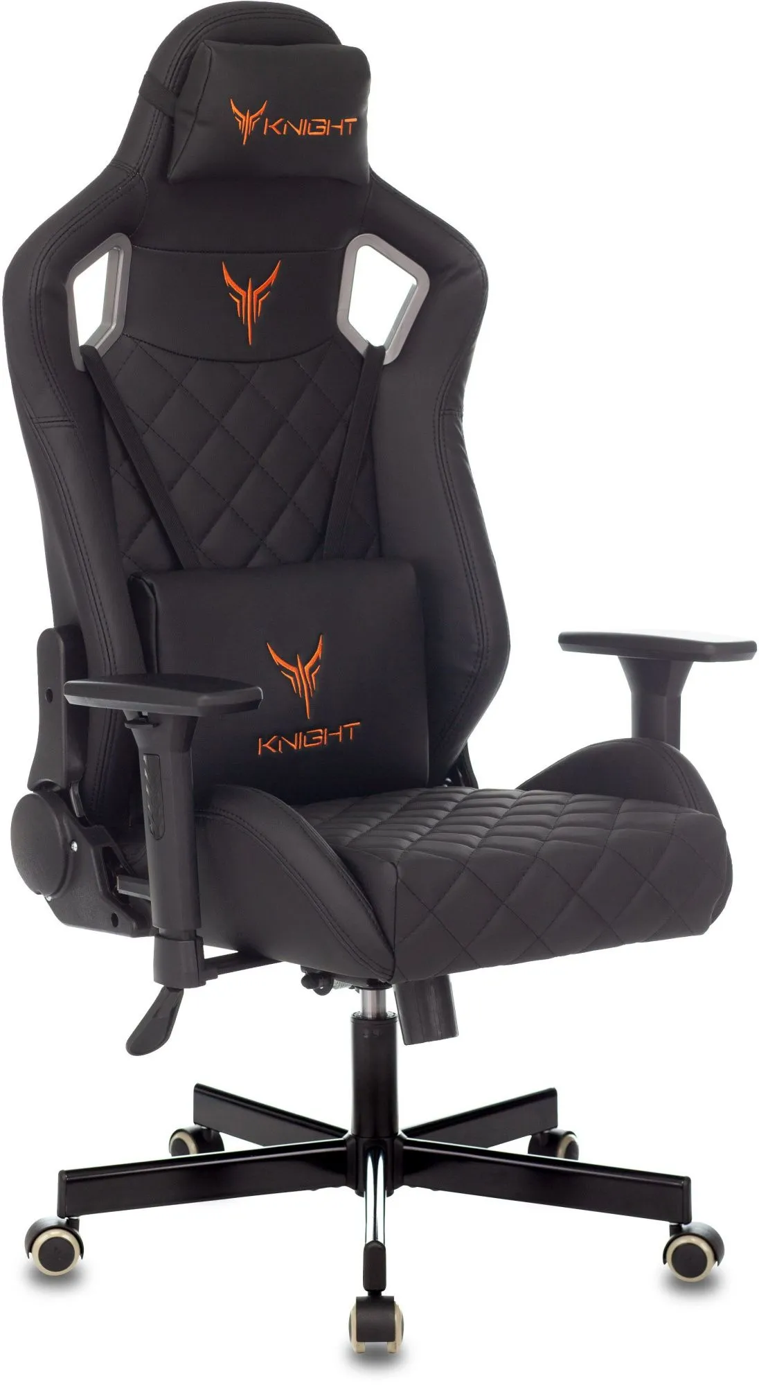 Кресло игровое Knight Outrider черный ромбик экокожа с подголов. крестов. металл