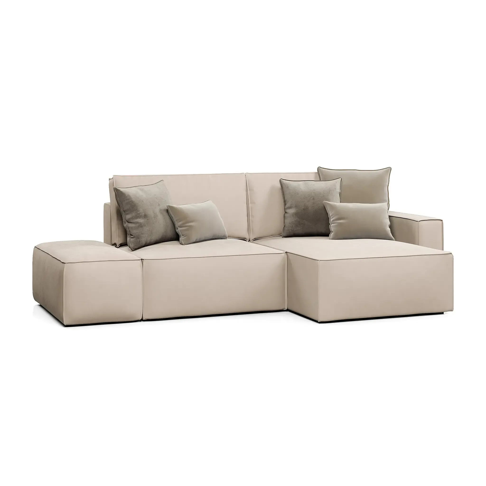 КОРСО Диван угловой с банкеткой, бежевый