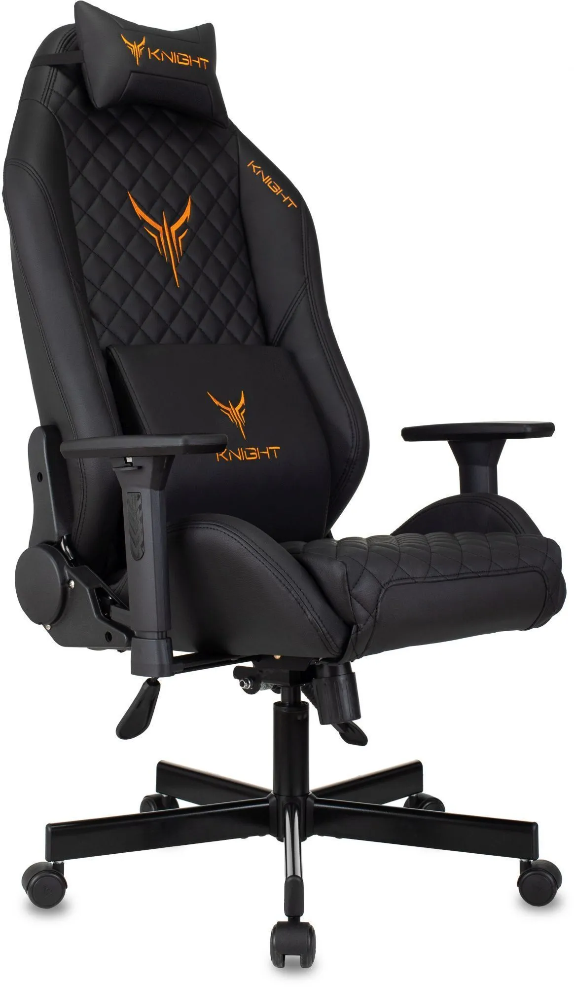 Кресло игровое Knight Rampart черный ромбик экокожа с подголов. крестов. металл