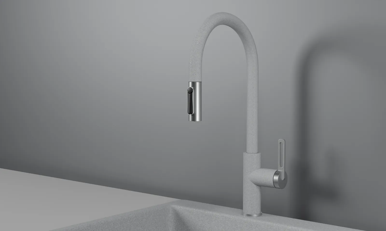 GR-8168, БАЗАЛЬТ, СМЕСИТЕЛЬ КУХОННЫЙ С ВЫДВИЖНЫМ ИЗЛИВОМ