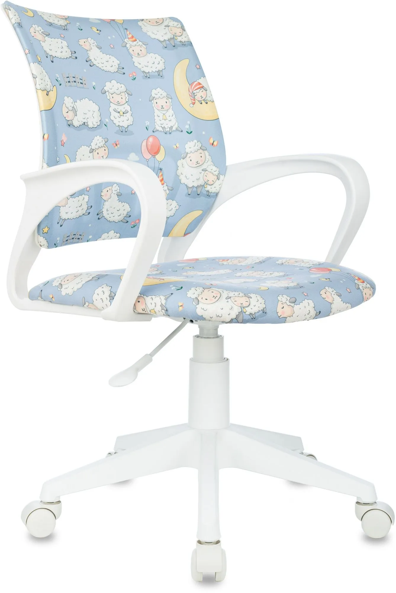 Кресло детское Бюрократ BUROKIDS 1 W голубой овечки крестов. пластик пластик белый Кресло детское Бюрократ BUROKIDS 1 W голубой овечки крестов. пластик пластик белый