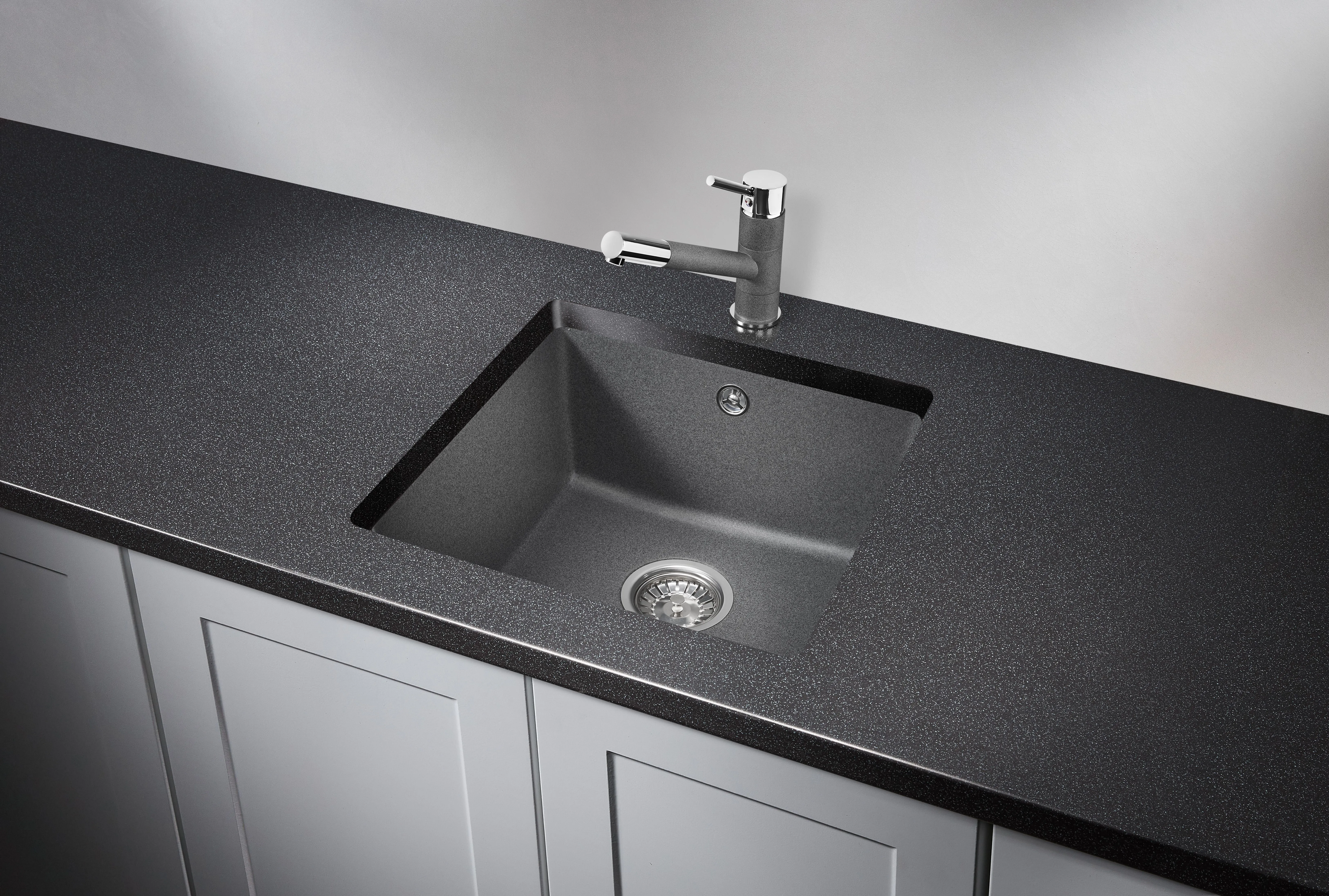 4451, ГРАФИТ (ЧЁРНО-СЕРЫЙ), кухонная мойка, кварц