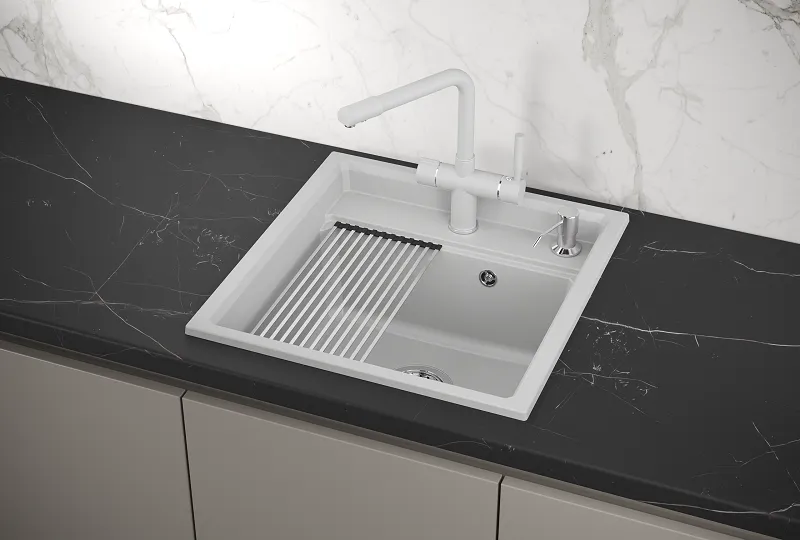 KS-5002, АРКТИК (БЕЛЫЙ)  кухонная мойка, кварц KS-5002, АРКТИК (БЕЛЫЙ)  кухонная мойка, кварц