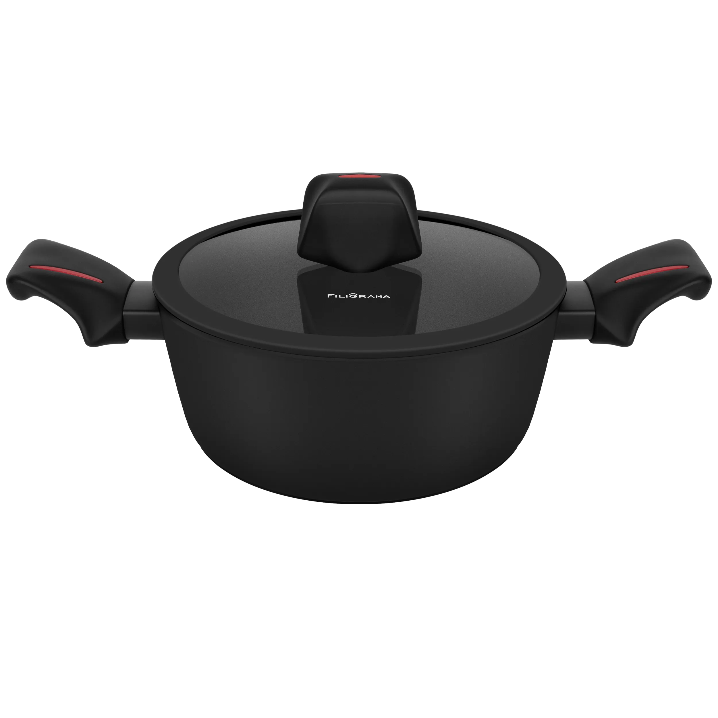 Кастрюля FILIGRANA CARITA FG24CRT01CS из кованого алюминия со стеклянной крышкой, 24 см Черный