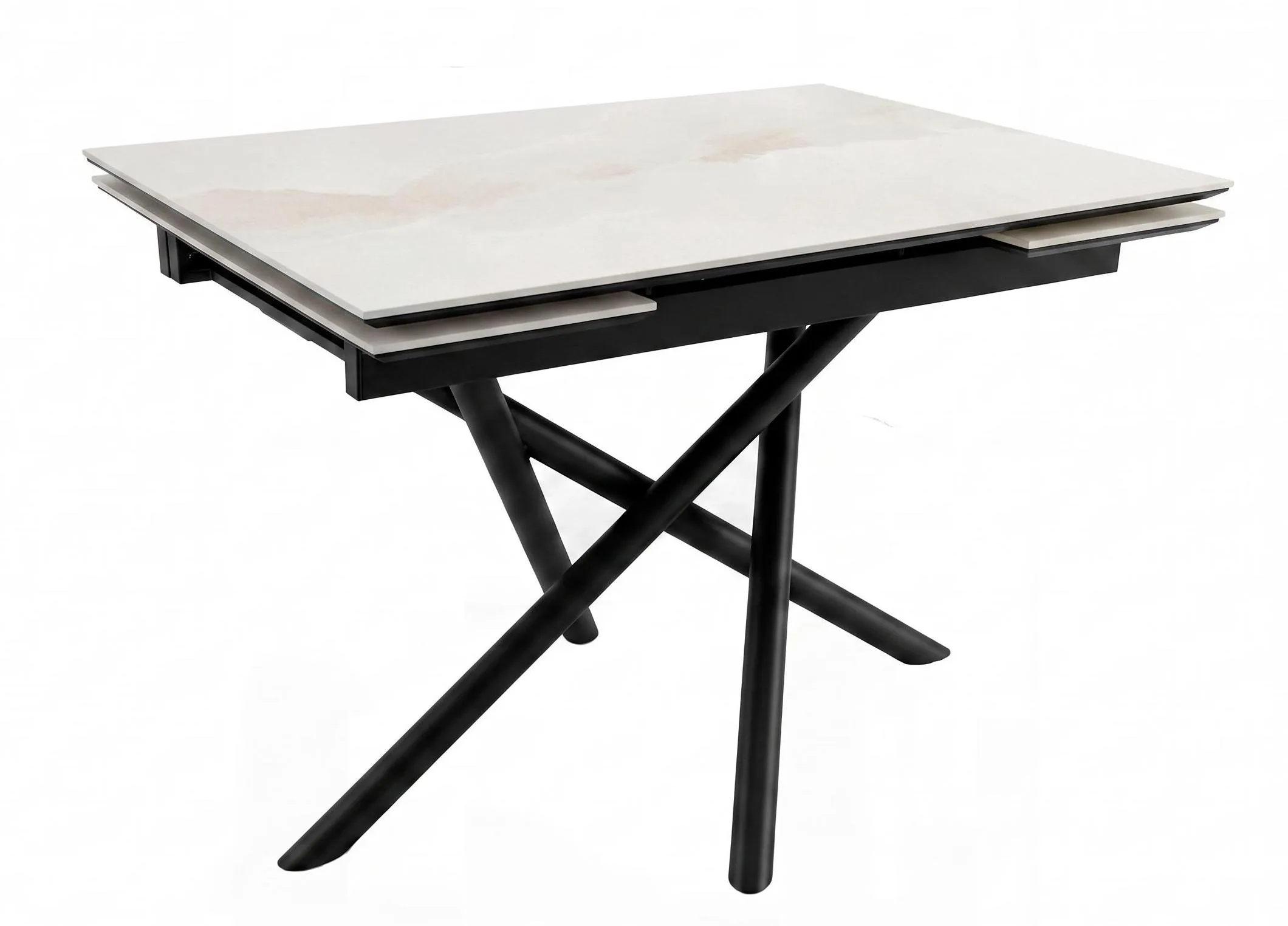Стол DikLine BKX110 Керамика белый Icelandic white jade (Ostra Bianco Light)/подстолье черное/опоры черные (2уп.)