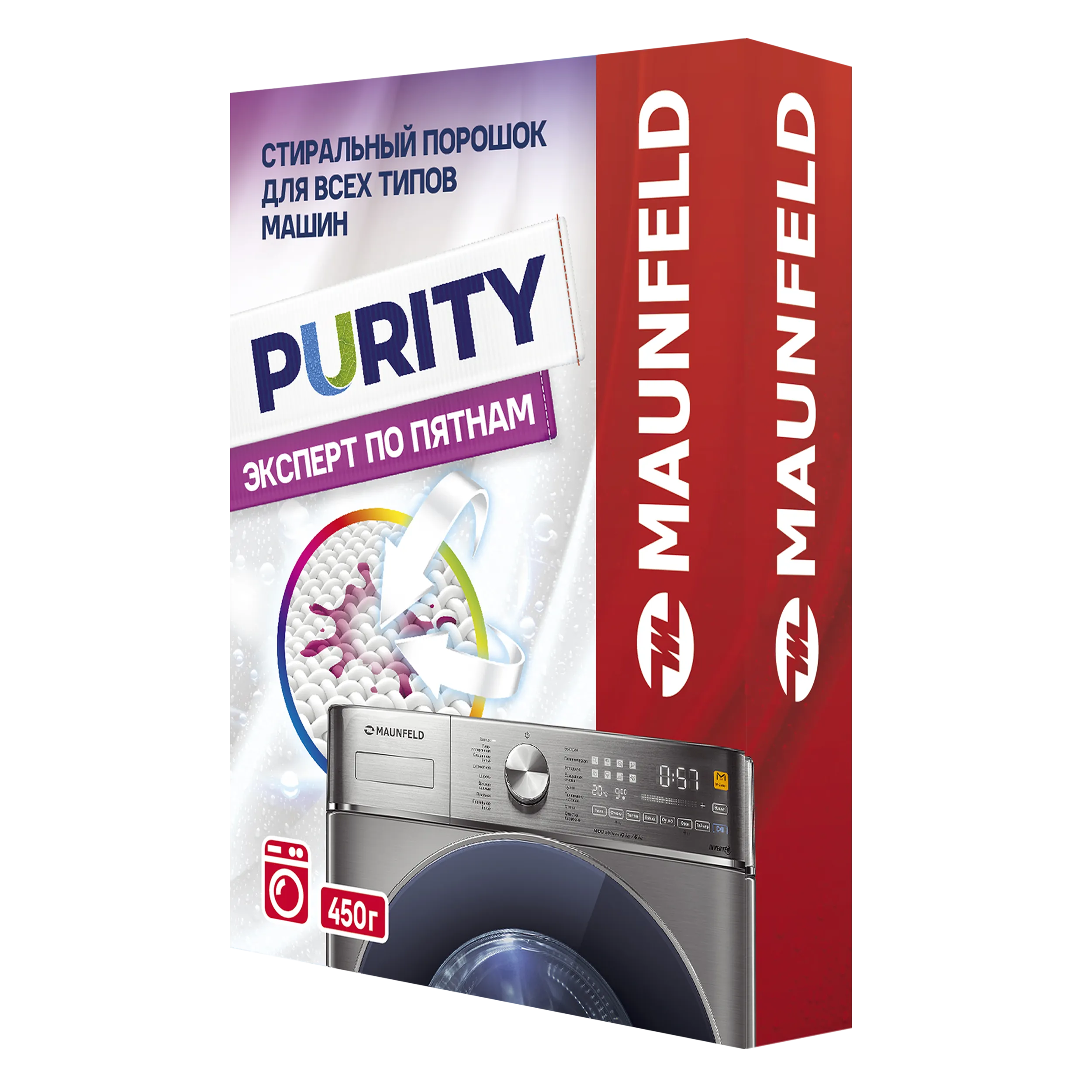 Стиральный порошок Maunfeld Purity Эксперт по пятнам Automat 450г MWP450BM Розовый Стиральный порошок Maunfeld Purity Эксперт по пятнам Automat 450г MWP450BM Розовый
