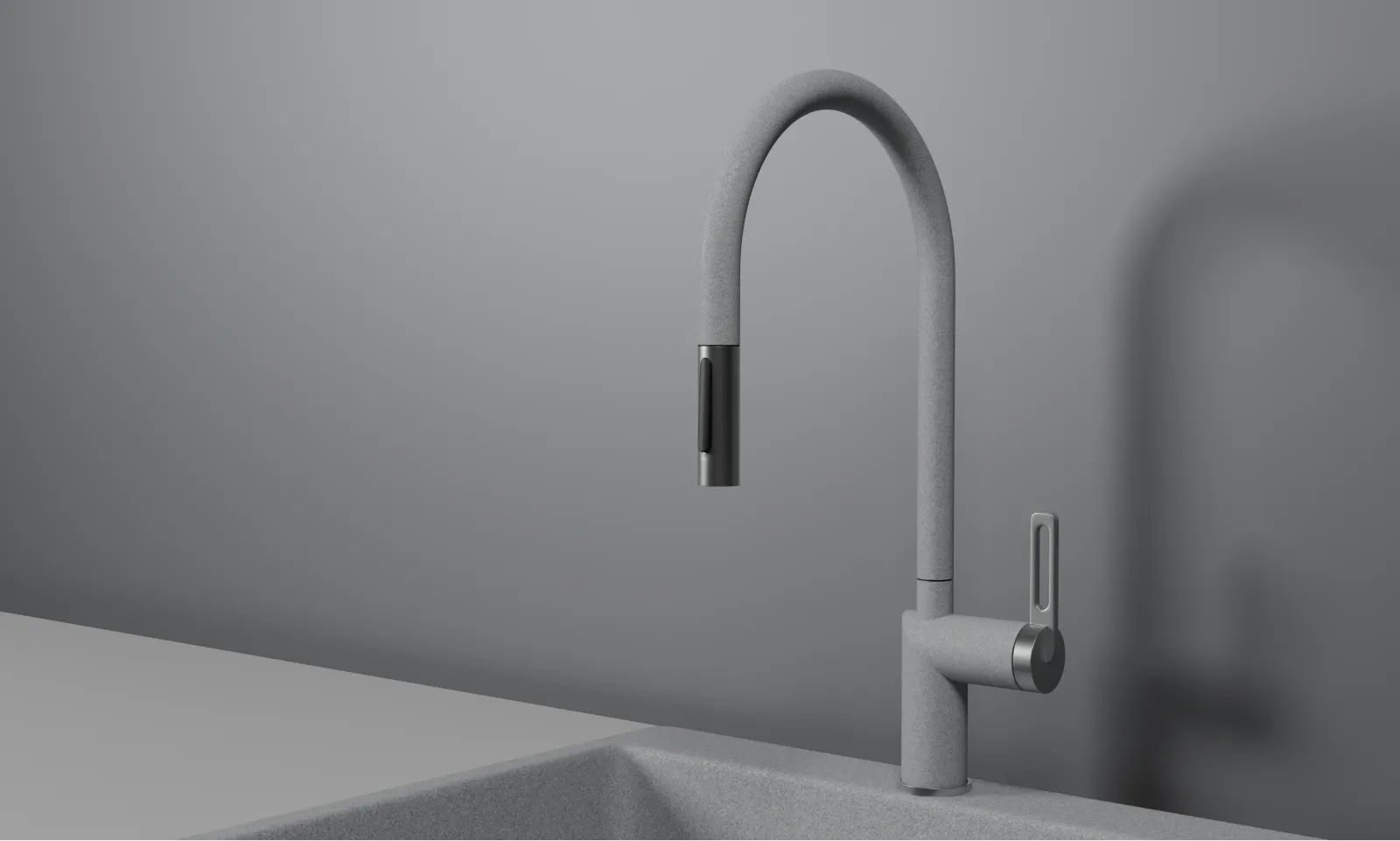 GR-8172, БАЗАЛЬТ, СМЕСИТЕЛЬ КУХОННЫЙ С ВЫДВИЖНЫМ ИЗЛИВОМ