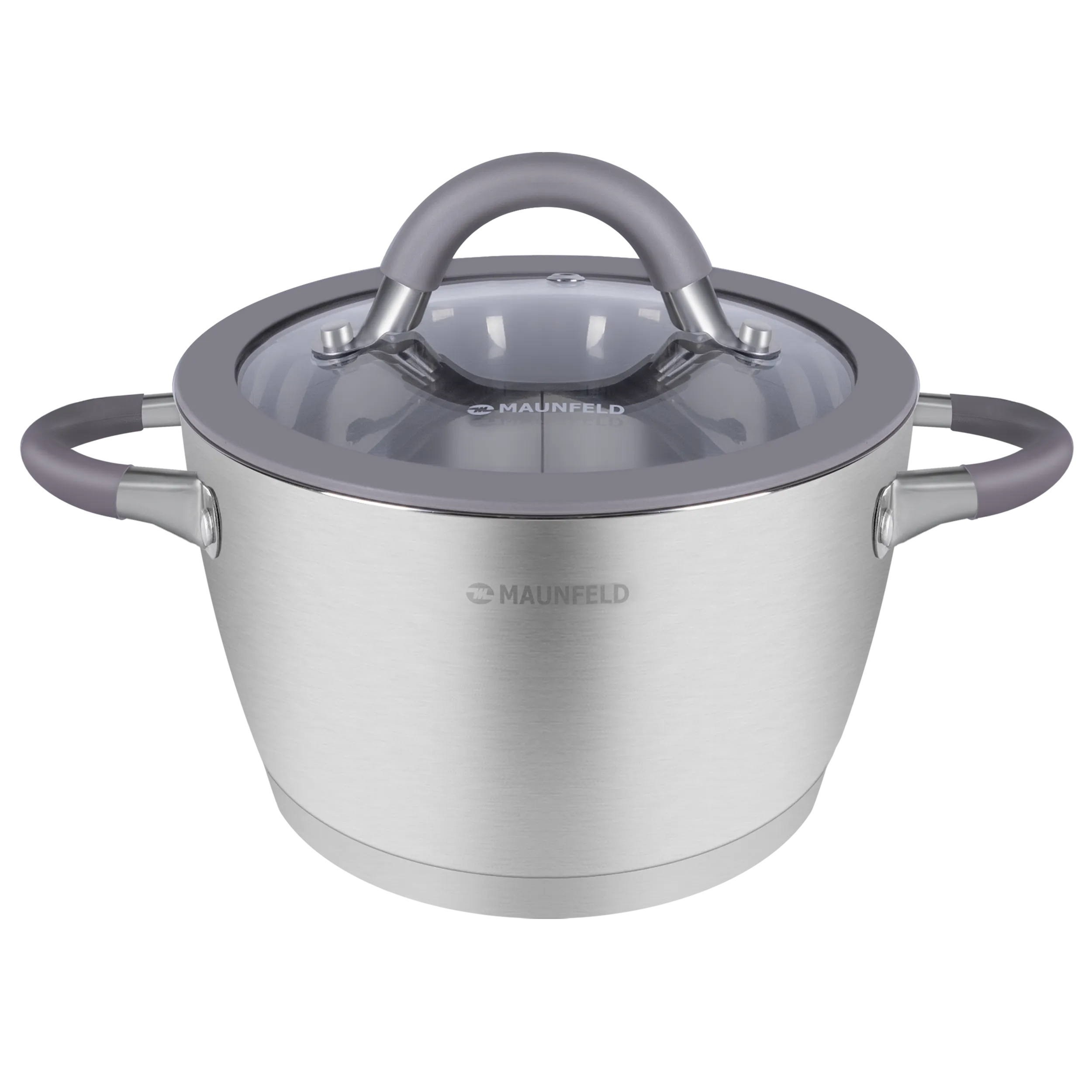 Кастрюля MAUNFELD LEONA MF50LN01CR из нержавеющей стали со стеклянной крышкой, 22 см, 4,2 л.