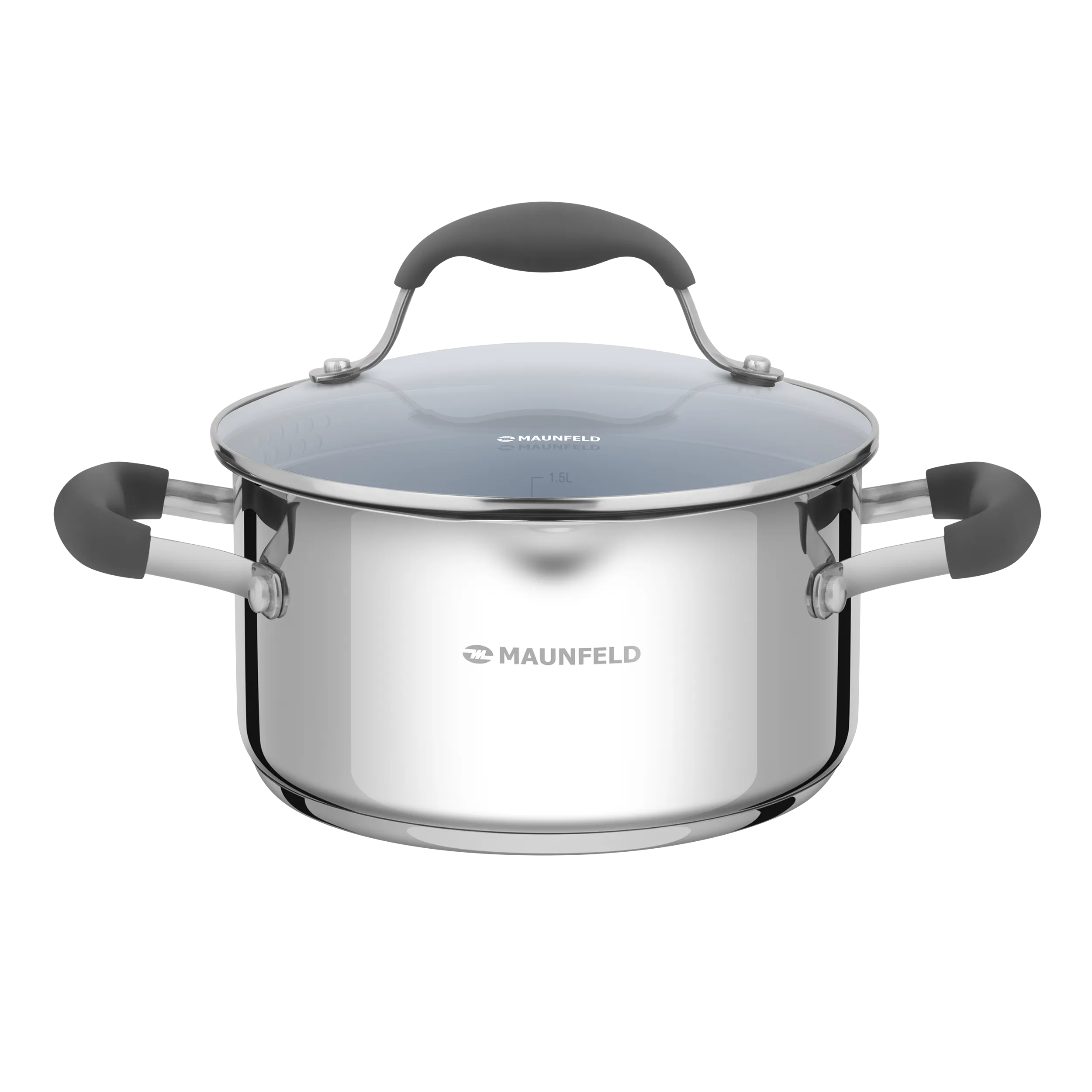 Кастрюля MAUNFELD LAURA MCS22S08GR из нержавеющей стали со стеклянной крышкой, 18 см, 2,2 л. Нержавеющая сталь Кастрюля MAUNFELD LAURA MCS22S08GR из нержавеющей стали со стеклянной крышкой, 18 см, 2,2 л. Нержавеющая сталь