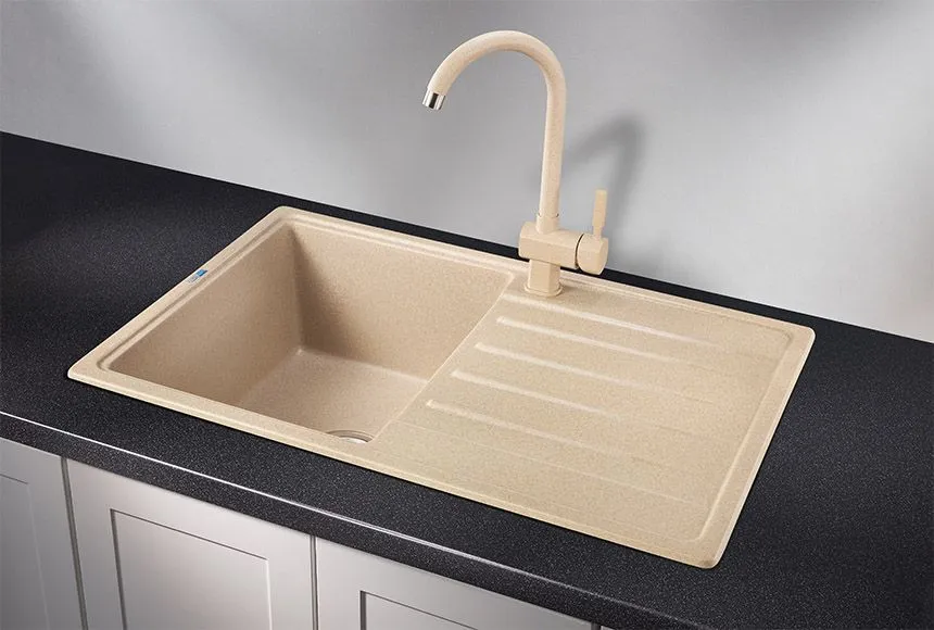 7602, БЕЖЕВЫЙ, кухонная мойка, СтандАРТ кварц
