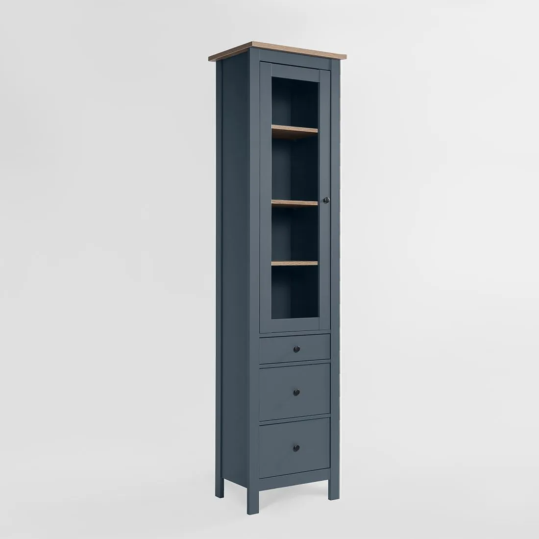 2.08.07.120.16 САГА шкаф с витриной 50 темно-бирюзовый/ясень RU 2.08.07.120.16 САГА шкаф с витриной 50 темно-бирюзовый/ясень RU