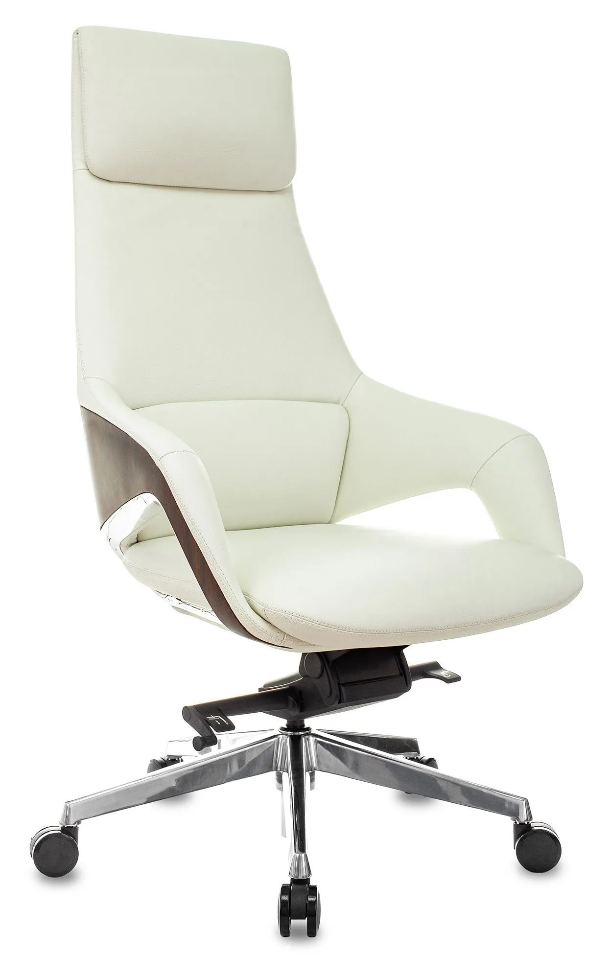 Кресло руководителя Бюрократ _DAO-2 белый кожа с подголов. крестов. алюминий Кресло руководителя Бюрократ _DAO-2 белый кожа с подголов. крестов. алюминий