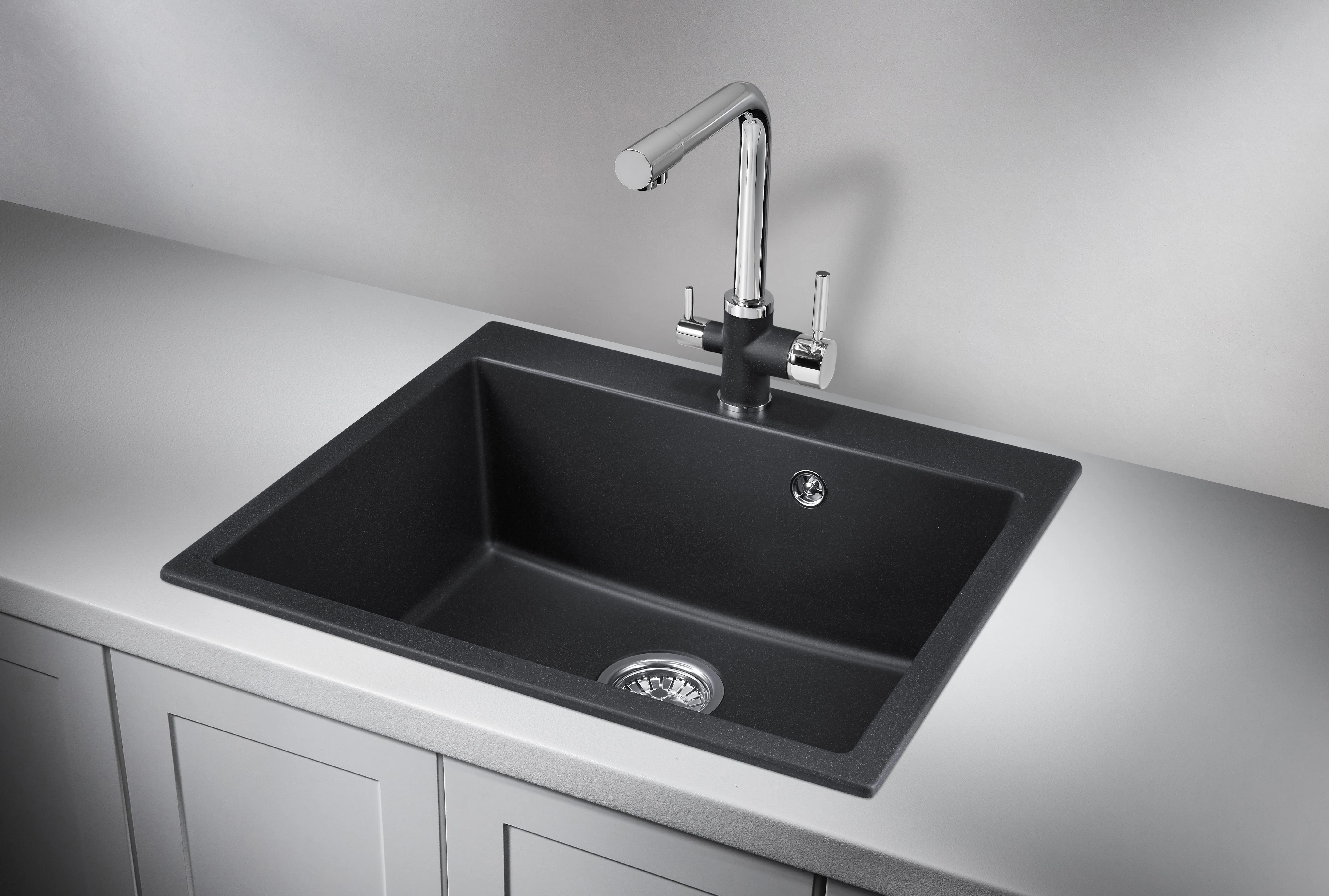 6001, ЧЁРНЫЙ, кухонная мойка, кварц