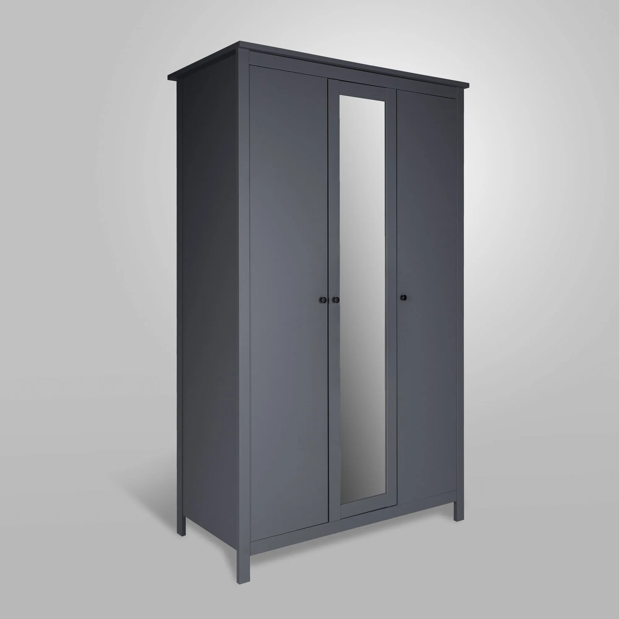 2.08.01.040.4 САГА шкаф 3 двери с зеркалом серый