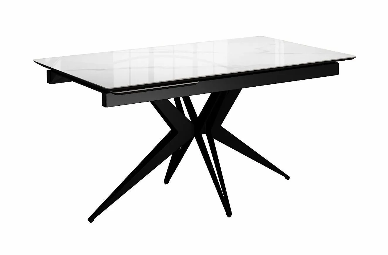 Стол DikLine DKS140 керамика Carrara Gloss (мрамор глянец белый), подстолье черное, опоры черные (2уп.)