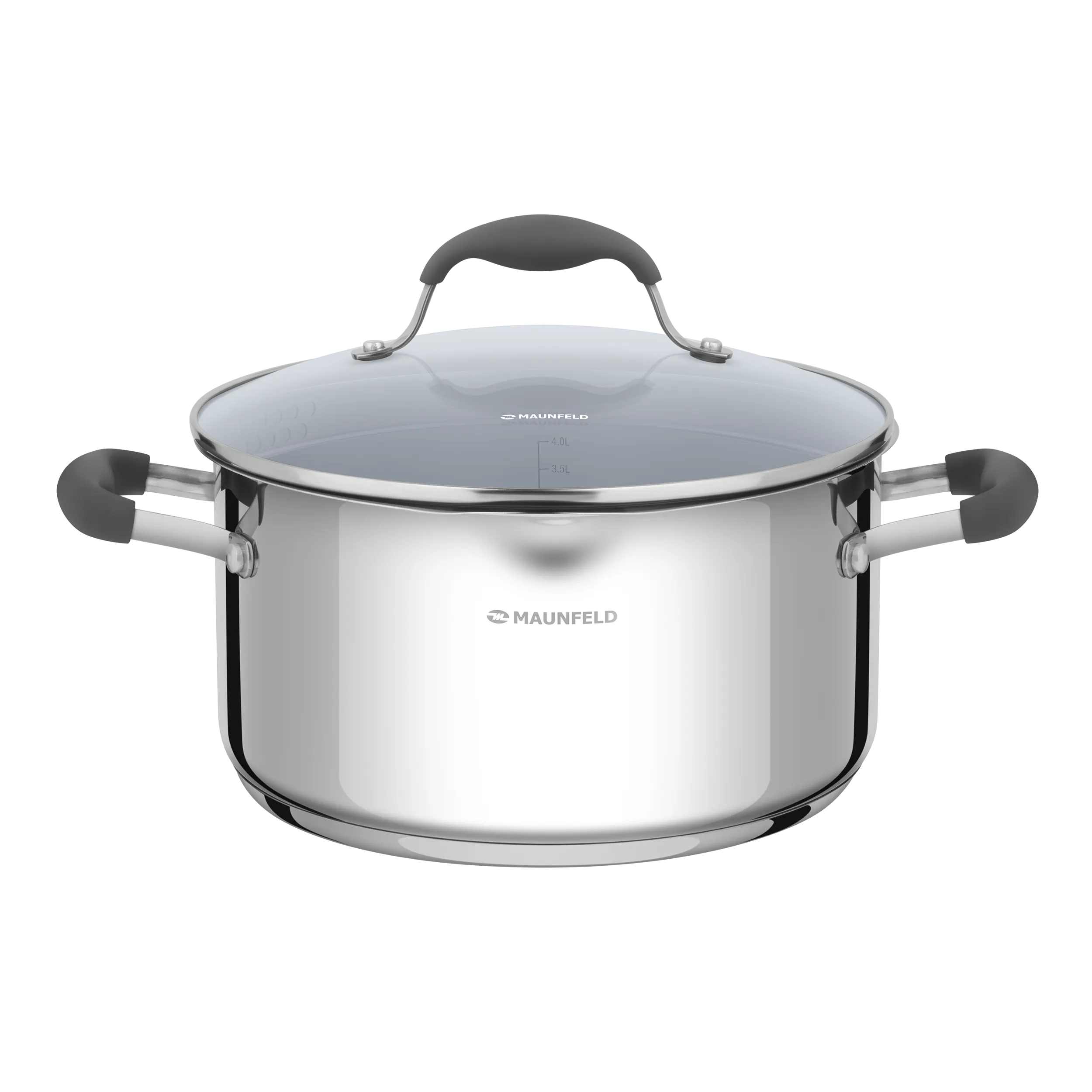 Кастрюля MAUNFELD LAURA MCS56S08GR из нержавеющей стали со стеклянной крышкой, 24 см, 5,6 л. Нержавеющая сталь Кастрюля MAUNFELD LAURA MCS56S08GR из нержавеющей стали со стеклянной крышкой, 24 см, 5,6 л. Нержавеющая сталь