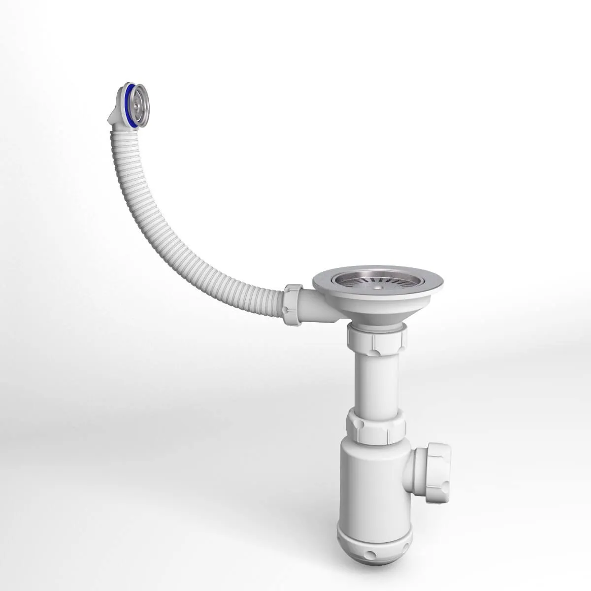 Сифон GRAND 3 1/2 с круглым переливом и винтом металл.