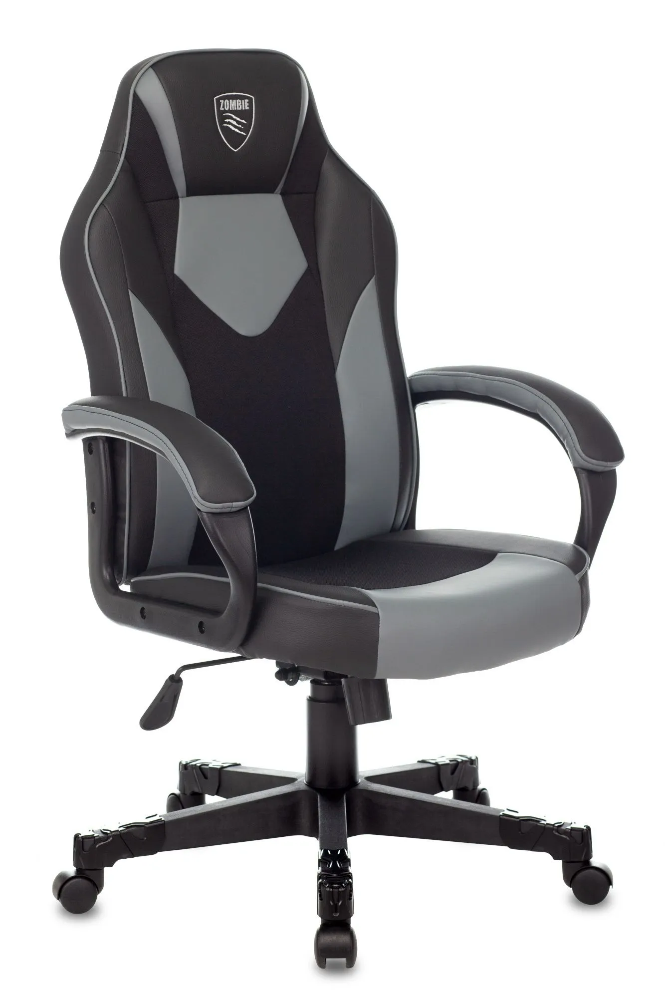 Кресло игровое Zombie GAME 17 черный/серый ткань/эко.кожа крестов. пластик