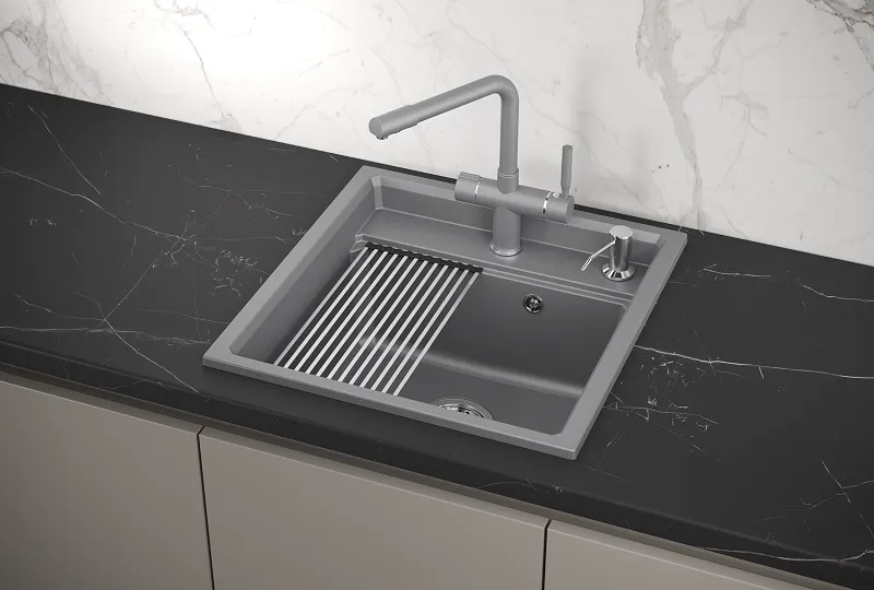 KS-5002, АЛЮМИНИУМ  кухонная мойка, кварц KS-5002, АЛЮМИНИУМ  кухонная мойка, кварц