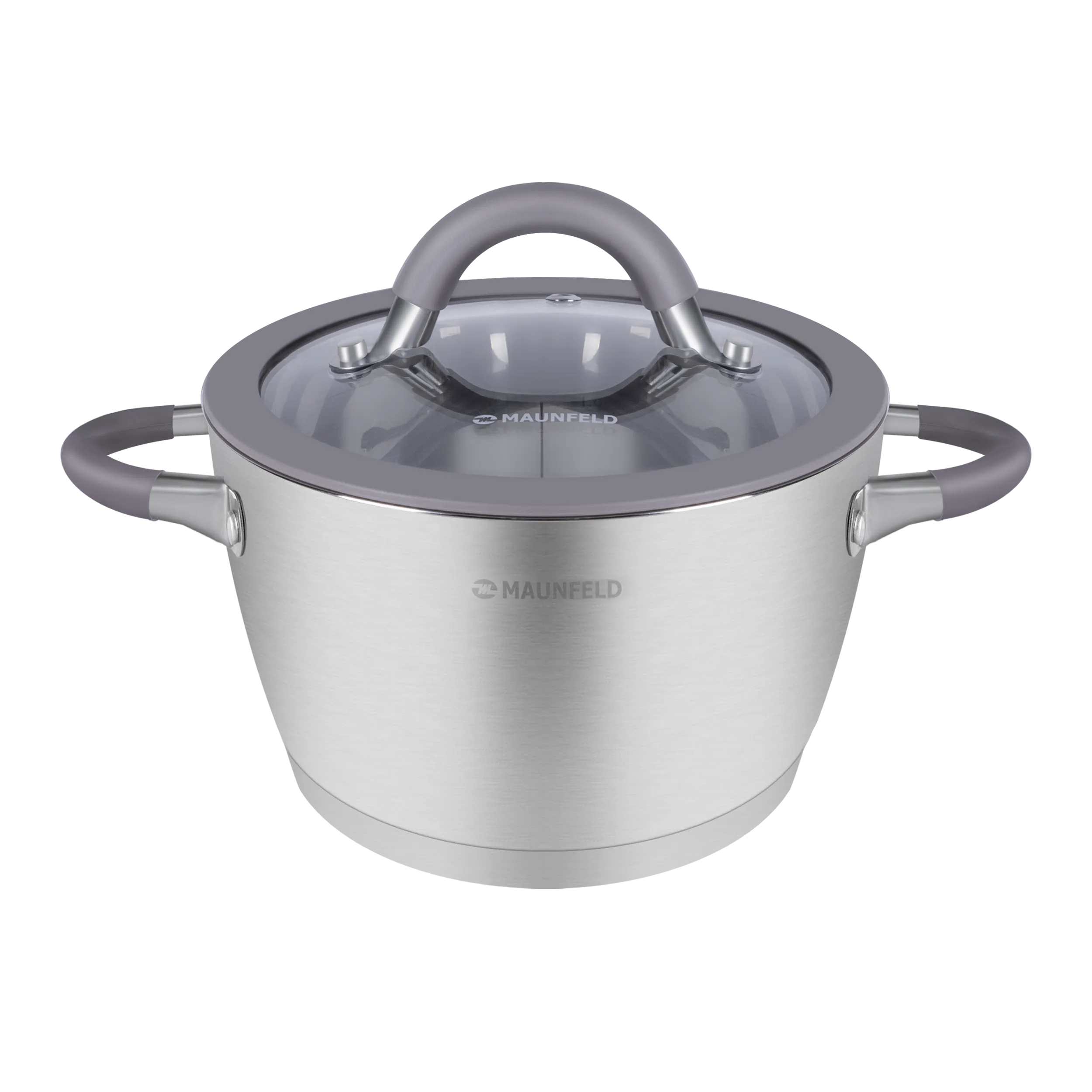 Кастрюля MAUNFELD LEONA MF40LN01CR из нержавеющей стали со стеклянной крышкой, 20 см, 3,2 л.