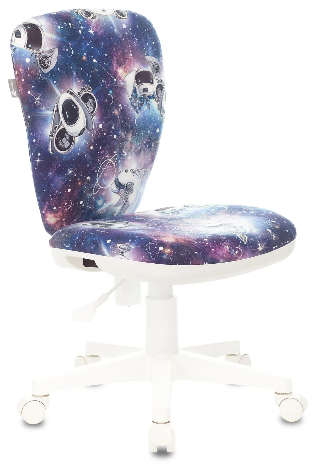 Кресло детское Бюрократ KD-W10 синий космопузики крестов. пластик пластик белый