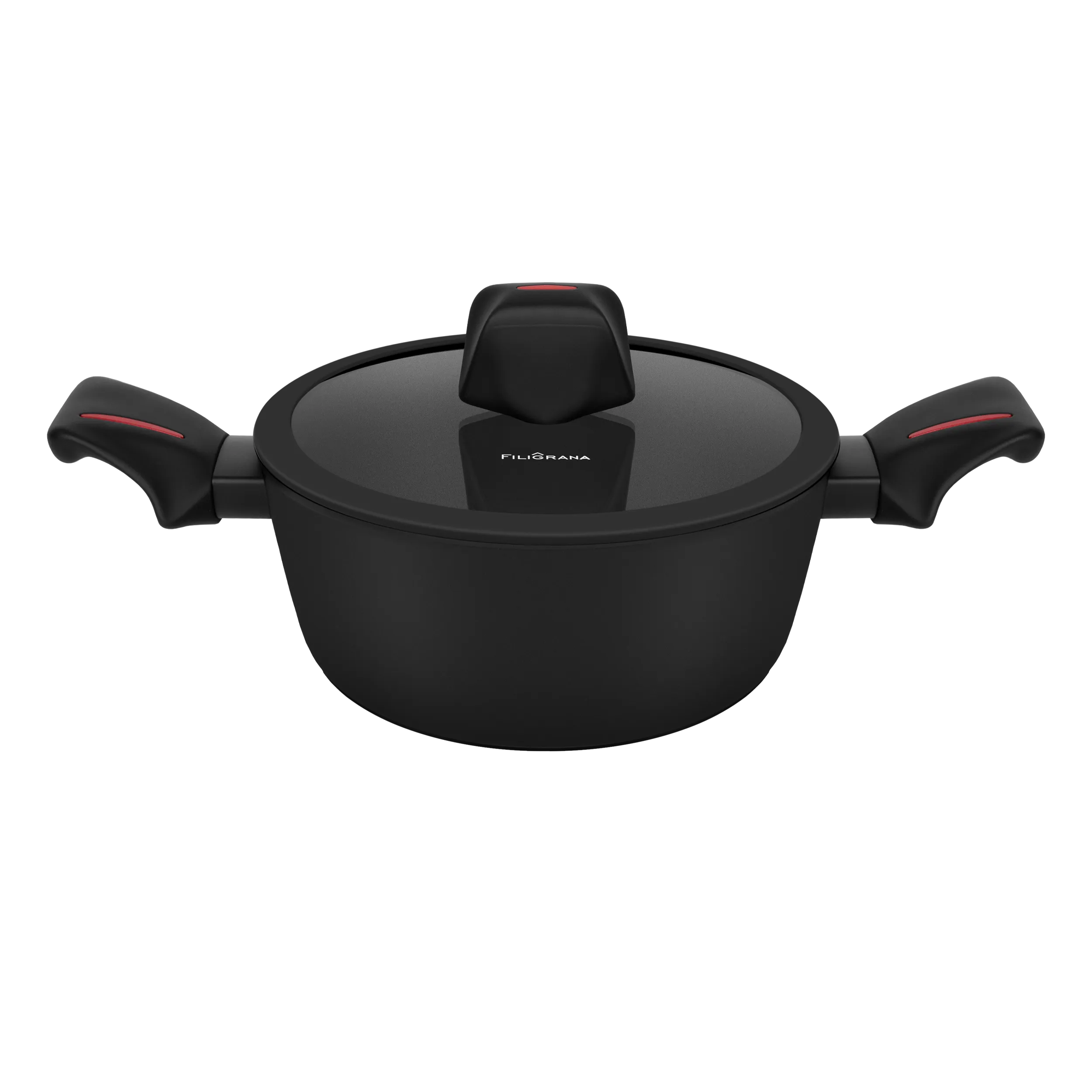 Кастрюля FILIGRANA CARITA FG20CRT01CS из кованого алюминия со стеклянной крышкой, 20 см Черный