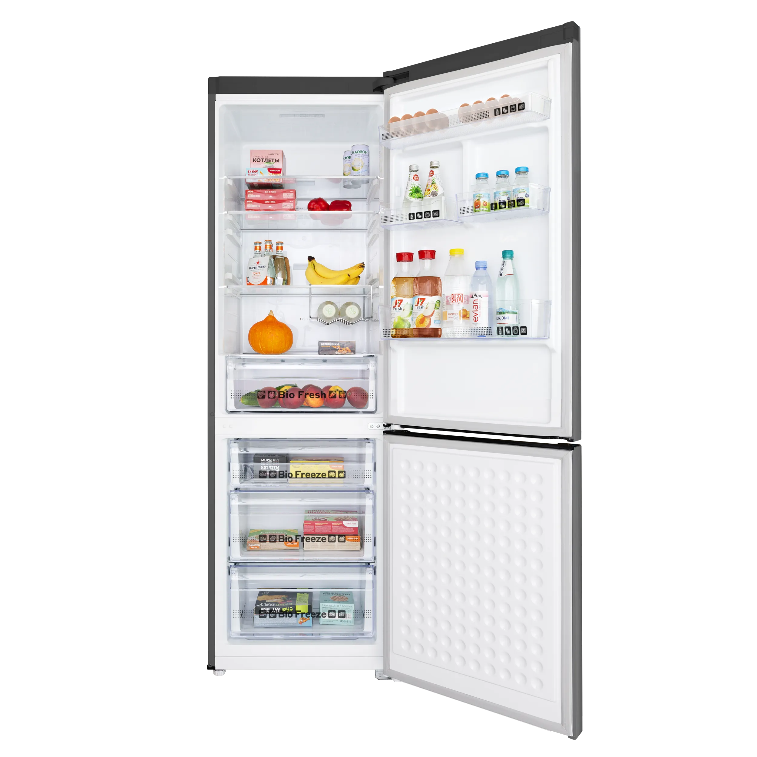 Холодильник-морозильник с инвертором MAUNFELD MFF195NFI10_IN Нержавеющая сталь