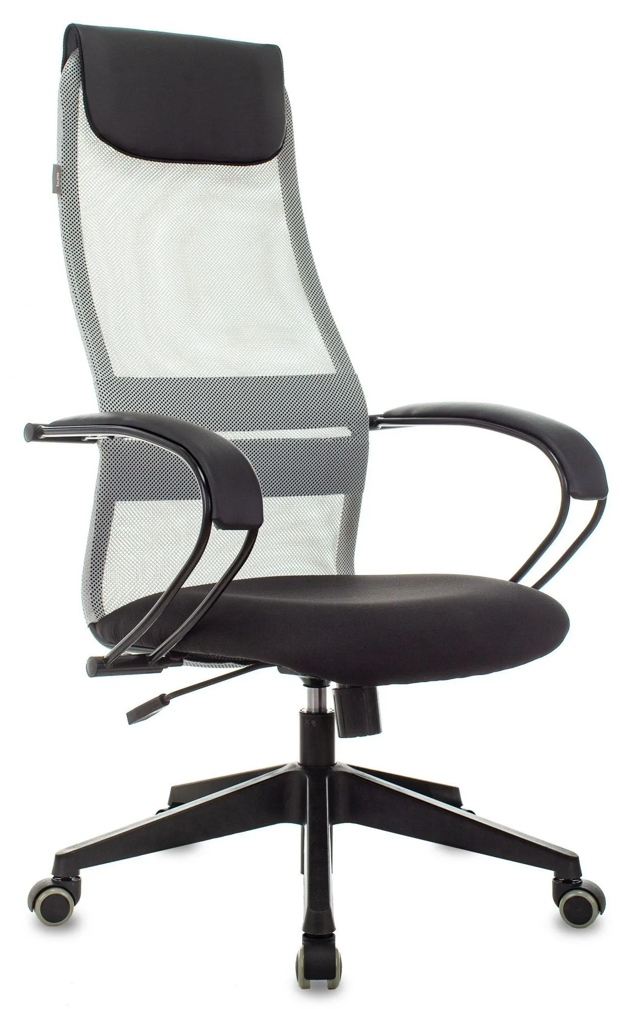 Кресло руководителя Бюрократ CH-607 светло-серый TW-02 сиденье черный сетка/ткань с подголов. крестов. пластик Кресло руководителя Бюрократ CH-607 светло-серый TW-02 сиденье черный сетка/ткань с подголов. крестов. пластик