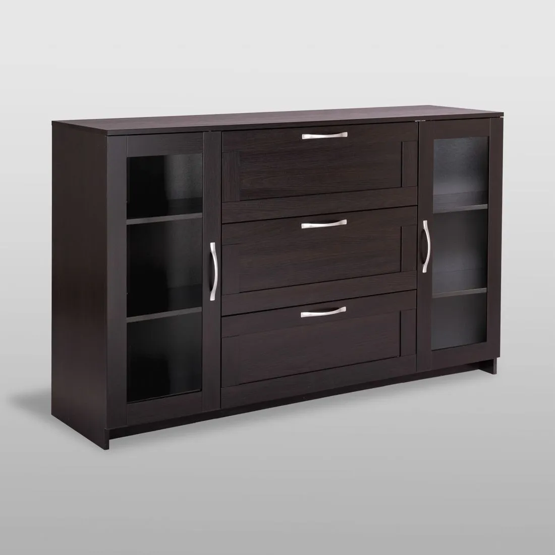 2.02.03.370.5 СИРИУС тумба 2 двери со стеклом и 3 ящика 156х95 Дуб Венге RU