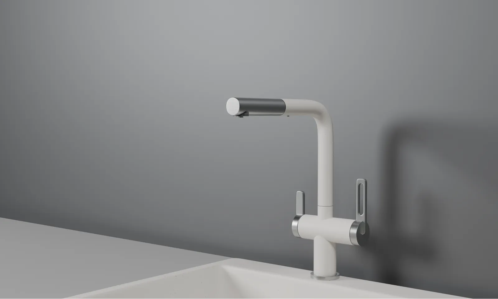 GR-8170, АРКТИК (БЕЛЫЙ), СМЕСИТЕЛЬ КУХОННЫЙ С ВЫДВИЖНЫМ ИЗЛИВОМ