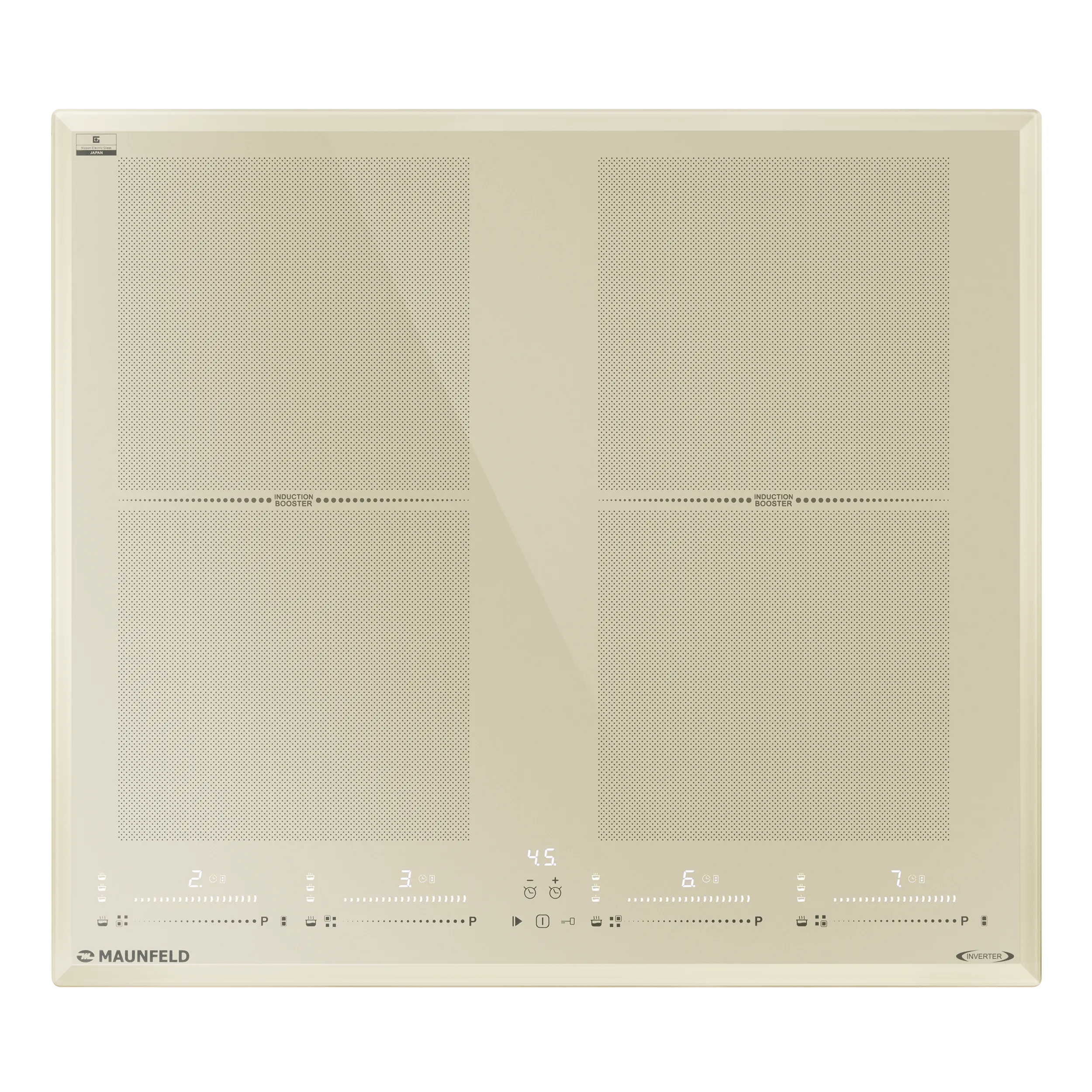Индукционная варочная панель с двумя Flex Zone и Booster MAUNFELD CVI594SF2 LUX Inverter Бежевый