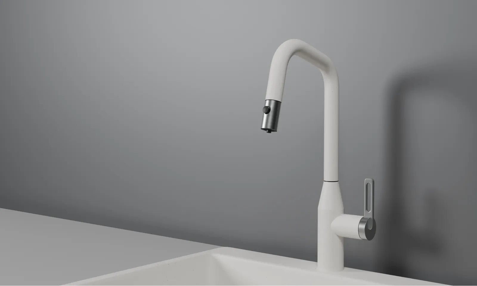 GR-8171, АРКТИК (БЕЛЫЙ), СМЕСИТЕЛЬ КУХОННЫЙ С ВЫДВИЖНЫМ ИЗЛИВОМ