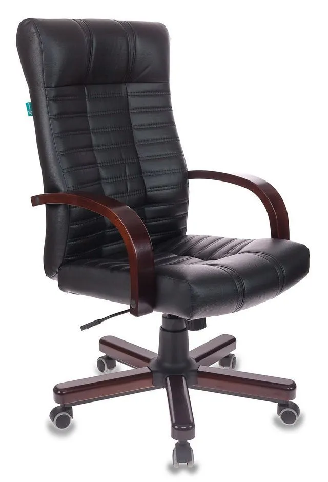 Кресло руководителя Бюрократ KB-10WALNUT черный экокожа крестов. металл/дерево
