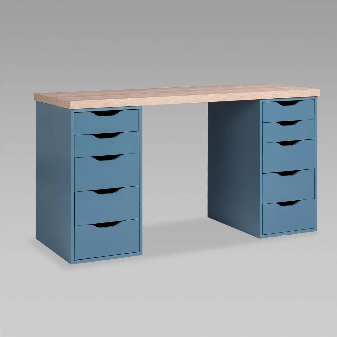 S01170 Ингар 2/55 стол письменный 140x75x55, дуб беленый/серо-бирюзовый