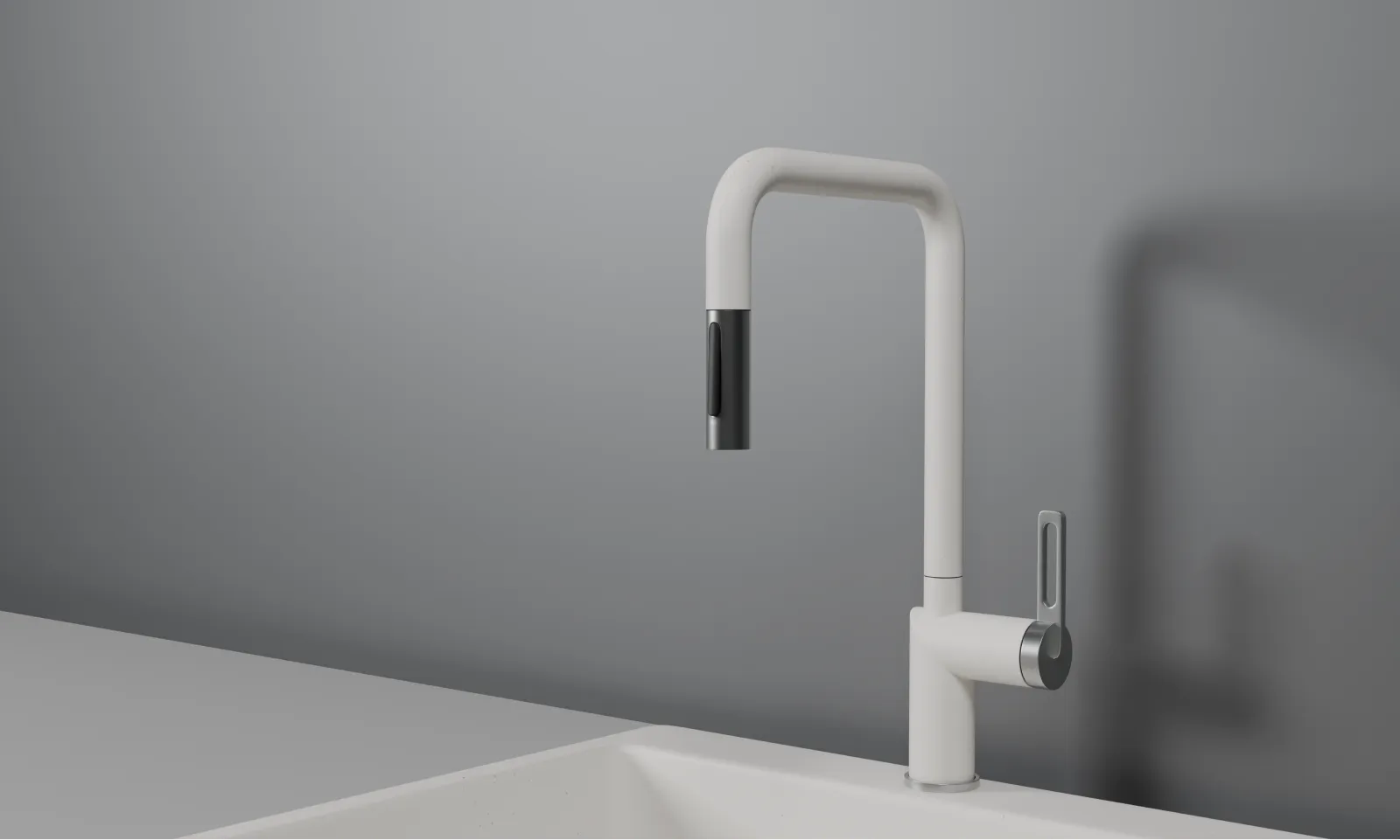 GR-8173, АРКТИК (БЕЛЫЙ), СМЕСИТЕЛЬ КУХОННЫЙ С ВЫДВИЖНЫМ ИЗЛИВОМ