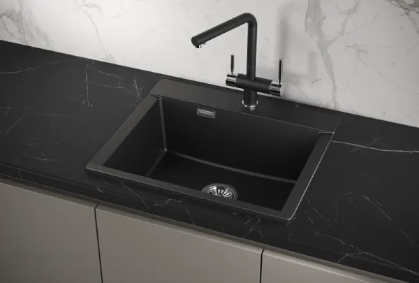 ES-5804, ШВАРЦ (чёрный металлик), кухонная мойка, кварц, ESTETICA ES-5804, ШВАРЦ (чёрный металлик), кухонная мойка, кварц, ESTETICA