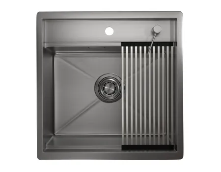 KS-5051, ГРАФИТ МАТОВЫЙ, стальная кухонная мойка KITCHEN SPACE
