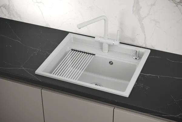 KS-6003, АРКТИК (БЕЛЫЙ), кухонная мойка, кварц KS-6003, АРКТИК (БЕЛЫЙ), кухонная мойка, кварц