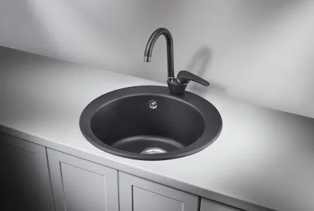 4801, ЧЁРНЫЙ, кухонная мойка, кварц