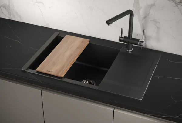 ES-7807, ШВАРЦ (чёрный металлик), кухонная мойка, кварц, ESTETICA ES-7807, ШВАРЦ (чёрный металлик), кухонная мойка, кварц, ESTETICA